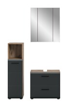 Badezimmer-Set >Ice< in Nox Oak / Schwarz - 105x185x30cm (BxHxT)