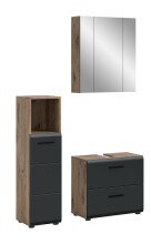 Badezimmer-Set >Ice< in Nox Oak / Schwarz -...