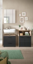 Badezimmer-Set >Ice< in Nox Oak / Schwarz -...