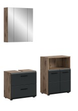 Badezimmer-Set >Ice< in Nox Oak / Schwarz - 135x185x30cm (BxHxT)