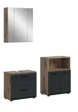 Badezimmer-Set >Ice< in Nox Oak / Schwarz -...
