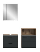 Badezimmer-Set >Ice< in Nox Oak / Schwarz - 135x185x30cm (BxHxT)