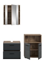 Badezimmer-Set >Ice< in Nox Oak / Schwarz - 135x185x30cm (BxHxT)