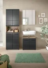 Badezimmer-Set >Ice< in Nox Oak / Schwarz -...