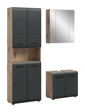 Badezimmer-Set >Ice< in Nox Oak / Schwarz -...