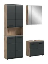 Badezimmer-Set >Ice< in Nox Oak / Schwarz -...