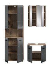 Badezimmer-Set >Ice< in Nox Oak / Schwarz - 135x185x30cm (BxHxT)