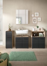Badezimmer-Set >Ice< in Nox Oak / Schwarz -...