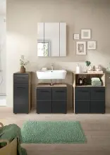 Badezimmer-Set >Ice< in Nox Oak / Schwarz -...