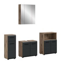 Badezimmer-Set >Ice< in Nox Oak / Schwarz -...