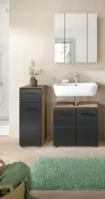 Badezimmer-Set >Ice< in Nox Oak / Schwarz -...