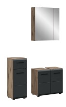 Badezimmer-Set >Ice< in Nox Oak / Schwarz -...