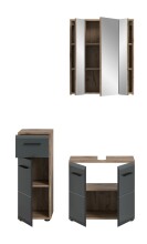 Badezimmer-Set >Ice< in Nox Oak / Schwarz - 105x185x30cm (BxHxT)