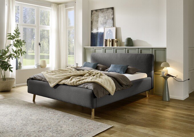 Polsterbett >Mattis< Liegefläche 160x200cm, anthrazit, Stellmaß: 181x105x218cm (BxHxT)