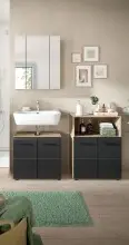 Badezimmer-Set >Ice< in Nox Oak / Schwarz -...