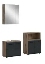 Badezimmer-Set >Ice< in Nox Oak / Schwarz -...