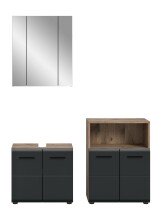 Badezimmer-Set >Ice< in Nox Oak / Schwarz - 135x185x30cm (BxHxT)
