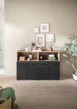 Badezimmer-Set >Ice< in Nox Oak / Schwarz -...