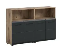 Badezimmer-Set >Ice< in Nox Oak / Schwarz -...