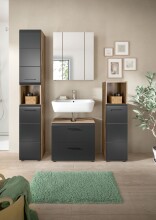 Badezimmer-Set >Ice< in Nox Oak / Schwarz -...