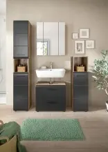 Badezimmer-Set >Ice< in Nox Oak / Schwarz -...