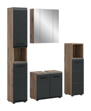 Badezimmer-Set >Ice< in Nox Oak / Schwarz -...