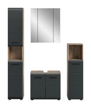 Badezimmer-Set >Ice< in Nox Oak / Schwarz - 150x185x30cm (BxHxT)