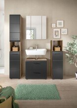 Badezimmer-Set >Ice< in Nox Oak / Schwarz -...