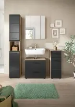 Badezimmer-Set >Ice< in Nox Oak / Schwarz -...