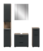 Badezimmer-Set >Ice< in Nox Oak / Schwarz - 150x185x30cm (BxHxT)