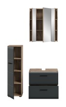 Badezimmer-Set >Ice< in Nox Oak / Schwarz - 105x185x30cm (BxHxT)