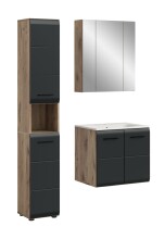 Badezimmer-Set >Ice< in Nox Oak / Schwarz - 105x185x46cm (BxHxT)
