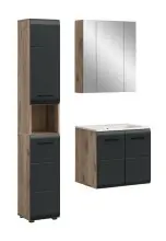 Badezimmer-Set >Ice< in Nox Oak / Schwarz -...
