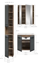 Badezimmer-Set >Ice< in Nox Oak / Schwarz - 105x185x46cm (BxHxT)