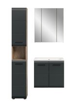 Badezimmer-Set >Ice< in Nox Oak / Schwarz - 105x185x46cm (BxHxT)