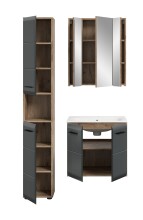 Badezimmer-Set >Ice< in Nox Oak / Schwarz - 105x185x46cm (BxHxT)