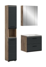 Badezimmer-Set >Ice< in Nox Oak / Schwarz - 105x185x46cm (BxHxT)