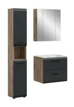 Badezimmer-Set >Ice< in Nox Oak / Schwarz -...