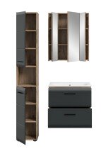 Badezimmer-Set >Ice< in Nox Oak / Schwarz - 105x185x46cm (BxHxT)