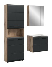 Badezimmer-Set >Ice< in Nox Oak / Schwarz -...