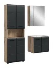Badezimmer-Set >Ice< in Nox Oak / Schwarz -...