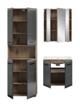 Badezimmer-Set >Ice< in Nox Oak / Schwarz - 135x185x46cm (BxHxT)