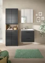 Badezimmer-Set >Ice< in Nox Oak / Schwarz -...