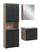 Badezimmer-Set >Ice< in Nox Oak / Schwarz -...