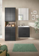 Badezimmer-Set >Ice< in Nox Oak / Schwarz -...
