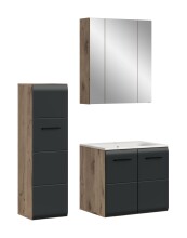 Badezimmer-Set >Ice< in Nox Oak / Schwarz - 105x185x46cm (BxHxT)