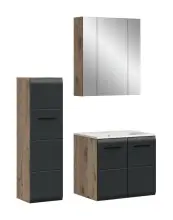 Badezimmer-Set >Ice< in Nox Oak / Schwarz -...