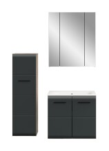 Badezimmer-Set >Ice< in Nox Oak / Schwarz - 105x185x46cm (BxHxT)