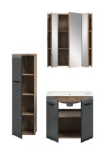 Badezimmer-Set >Ice< in Nox Oak / Schwarz - 105x185x46cm (BxHxT)