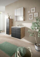 Badezimmer-Set >Ice< in Nox Oak / Schwarz - 105x185x46cm (BxHxT)